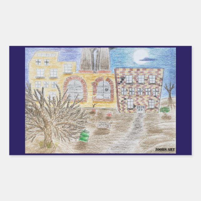 Sticker Rectangulaire L'usine cassée de machines condamnées (Devant)