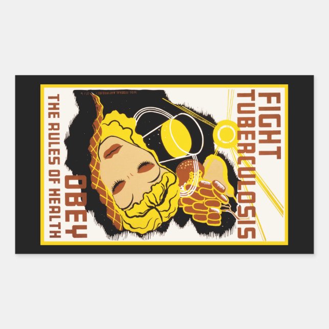 Sticker Rectangulaire Lutter contre la tuberculose ~ Respecter les règle (Devant)