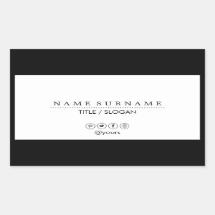 Sticker Rectangulaire Luxe noir et blanc moderne propre minimaliste