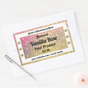 Sticker Rectangulaire Luxe Pink Purple Gold Parties scintillant Étiquett
