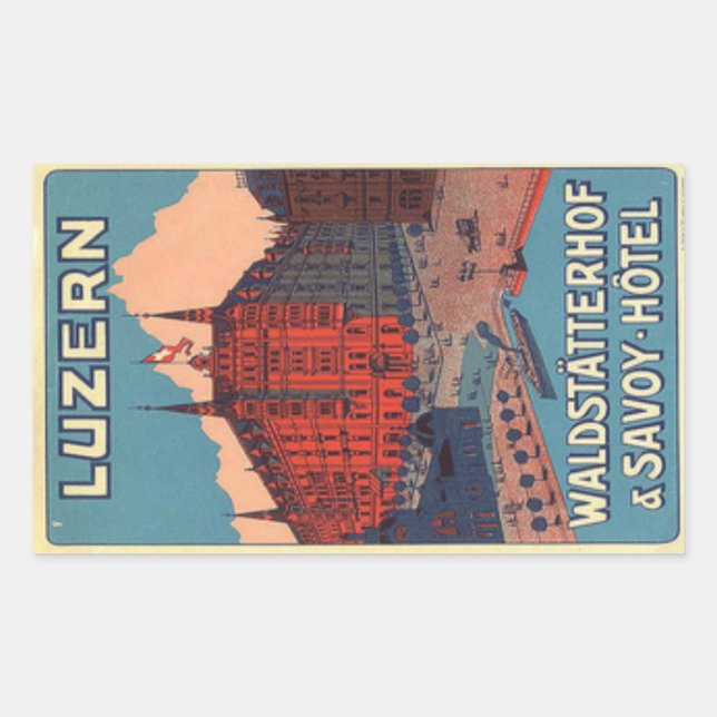 Sticker Rectangulaire Luzern Waldtatterhof et hôtel savoy (Devant)