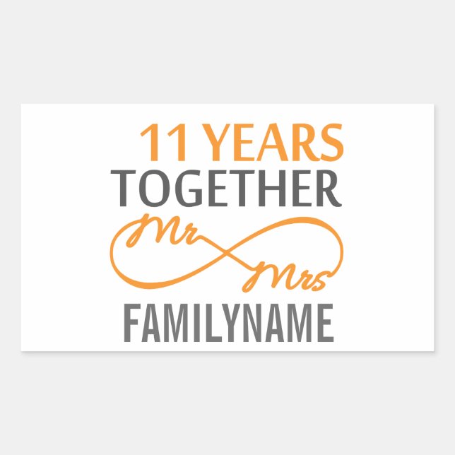 Sticker Rectangulaire M. et Mme 11th Anniversary (Devant)