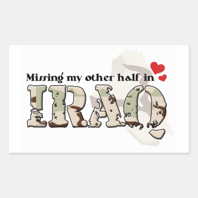 Sticker Rectangulaire Ma moitié en Irak m'a manqué (Devant)