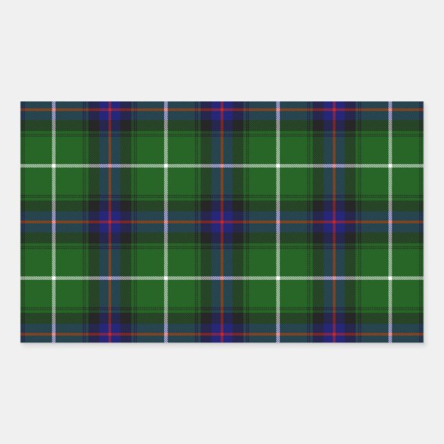 Sticker Rectangulaire MacDonald tartan bleu vert plaid (Devant)