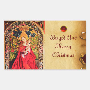 STICKER RECTANGULAIRE MADONNA DU PARCHEMENT ROSE BOWER