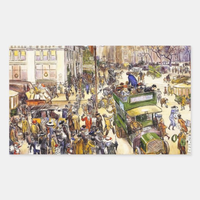 Sticker Rectangulaire Magasins de Noël sur la Cinquième Avenue (New York (Devant)