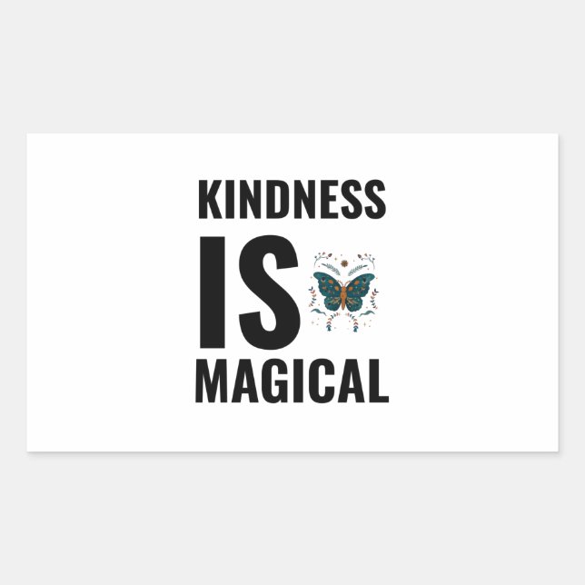 Sticker Rectangulaire Magical kindness butterfly, inspiration motivatio (Devant)