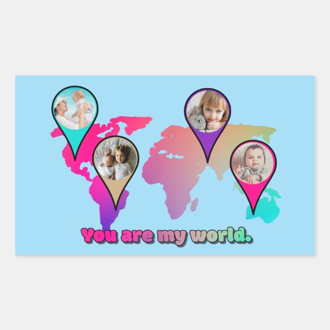 Sticker Rectangulaire Magnifique Multicolor World Map Photo Collage (Devant)