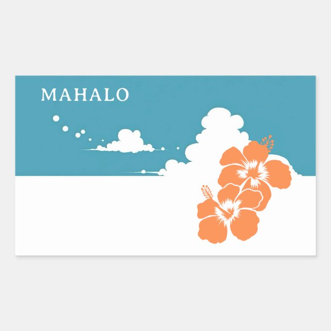 Sticker Rectangulaire MAHALO Hibiscus Blue Sky Rectangle (Devant)
