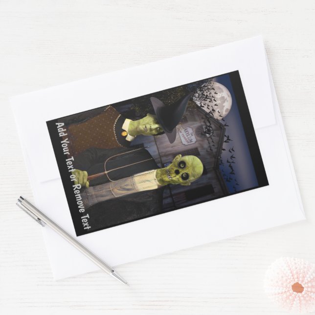 Sticker Rectangulaire Maison hantée Halloween American Gothic (Enveloppe)