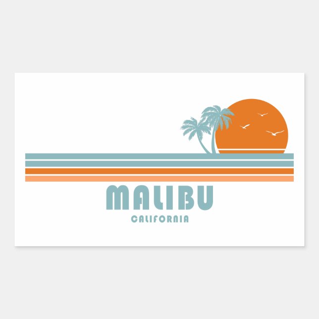 Sticker Rectangulaire Malibu California Sun Palm Trees (Devant)