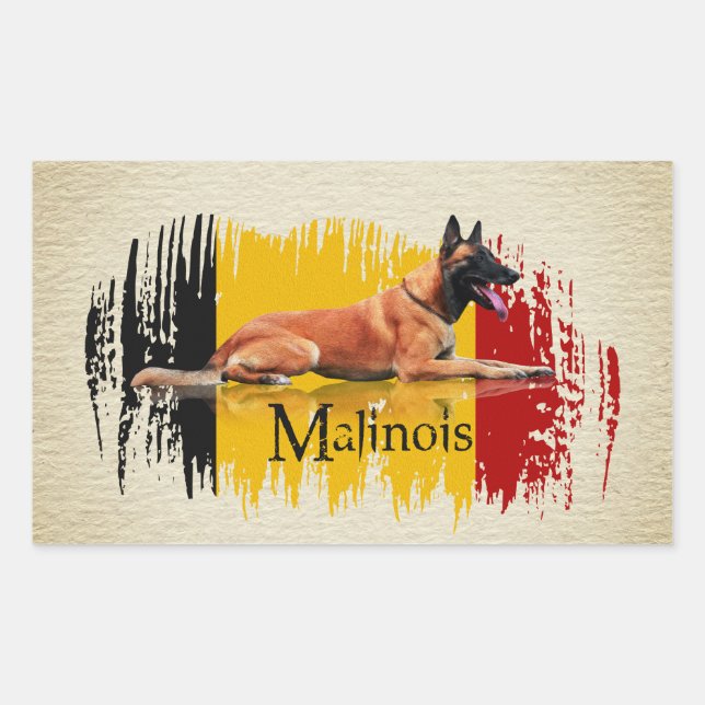 Sticker Rectangulaire Malinois - Berger belge -Mechelaar -Maligator (Devant)