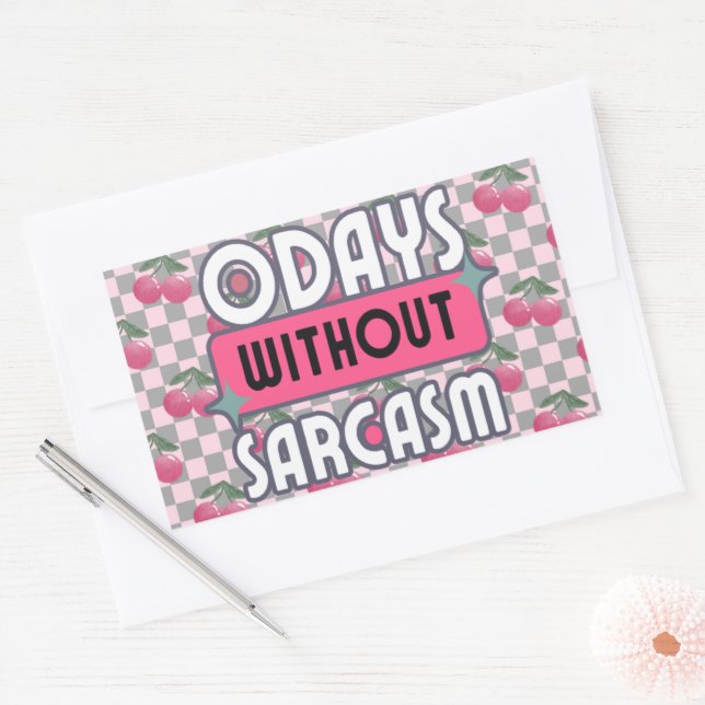 Sticker Rectangulaire Maman drôle 0 jours sans sarcasme (Enveloppe)