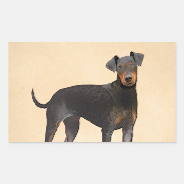 Sticker Rectangulaire Manchester Terrier Peinture Art animal original (Devant)