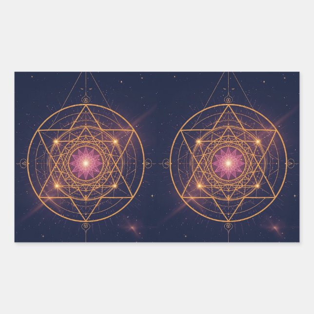 Sticker Rectangulaire Mandala Lumineux de l'Harmonie Dorée (Devant)