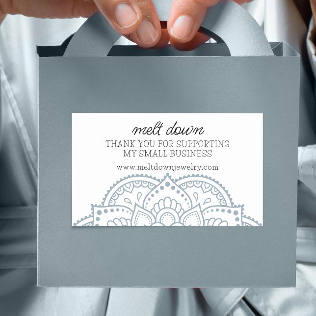 Sticker Rectangulaire Mandala Moderne Merci Petite Entreprise (Modern Mandala Thank You Small Business Rectangular Sticker)