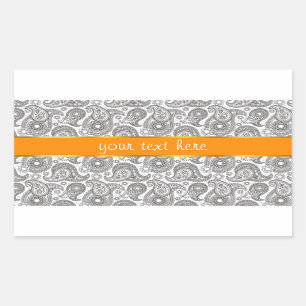 Sticker Rectangulaire Mandarine Paisley noir