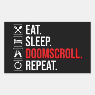 Sticker Rectangulaire Manger. Dormir. Défilement. Recommencer
