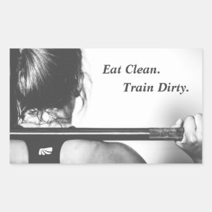 Sticker Rectangulaire Manger propre, train sale