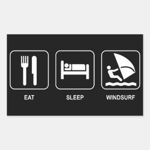 Sticker Rectangulaire Mangez le sommeil font de la planche à voile