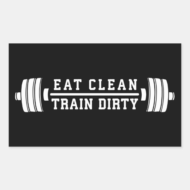 Sticker Rectangulaire Mangez propre, train sec - Exercice Inspirational (Devant)