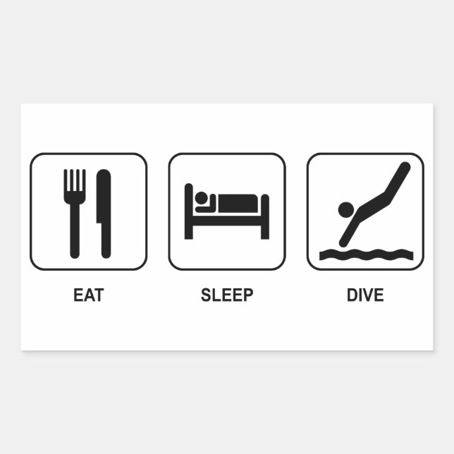 Sticker Rectangulaire Mangez Sleep Dive (Devant)