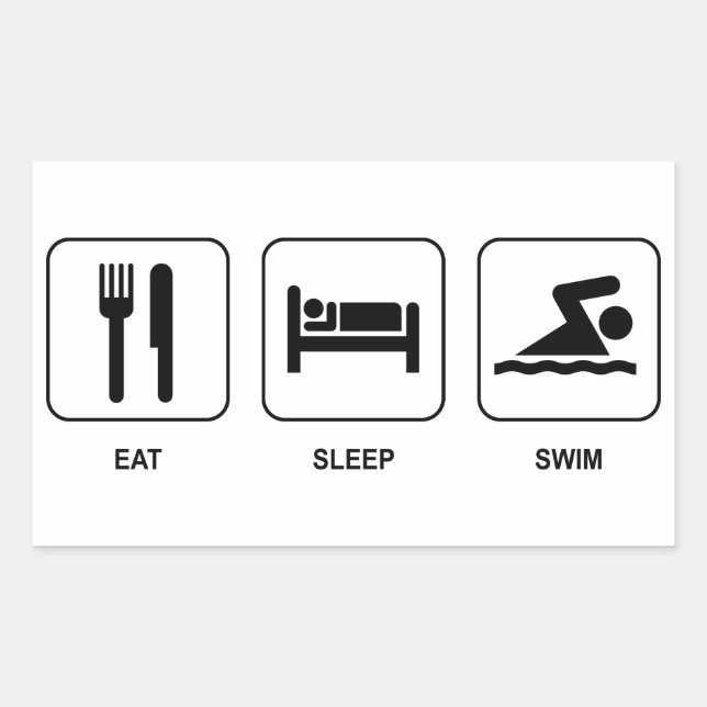 Sticker Rectangulaire Mangez Sleep Swim (Devant)
