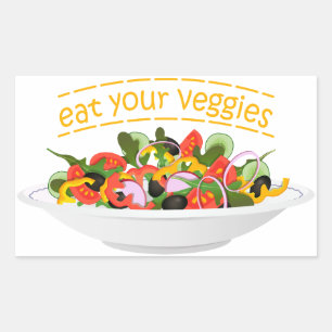 Sticker Rectangulaire Mangez vos Légumes Citer salade fraîche mélange bo