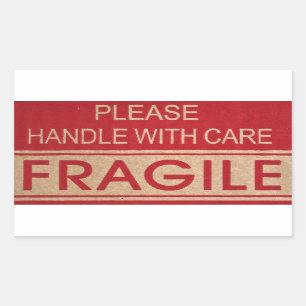 Sticker Rectangulaire Manipuler avec soin, signe fragile
