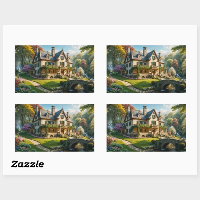 Sticker Rectangulaire Mansion du moment parfait capturé (Feuille)