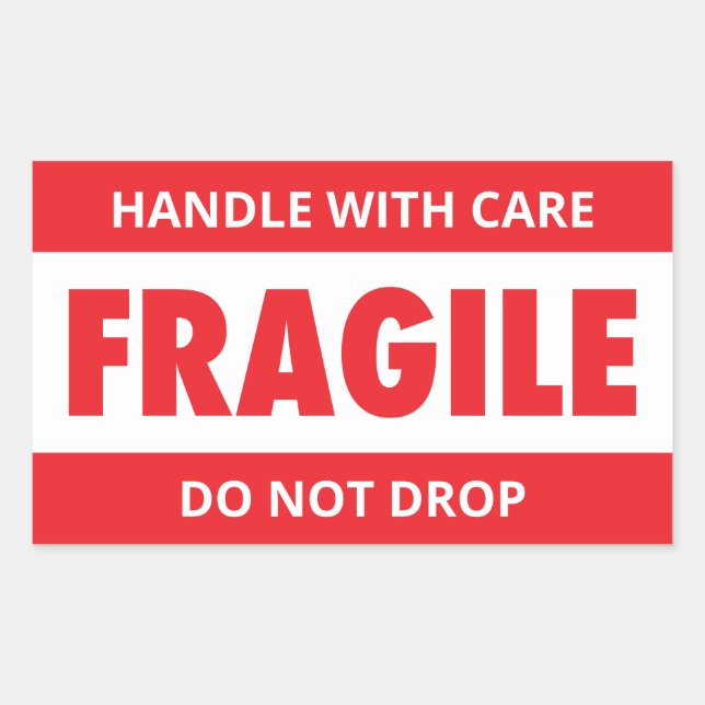 Sticker Rectangulaire Manutention délicate, fragile, ne pas laisser tomb (Devant)