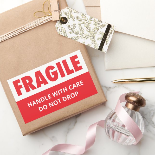 Sticker Rectangulaire Manutention fragile avec soin Ne pas laisser tombe (Cadeaux)