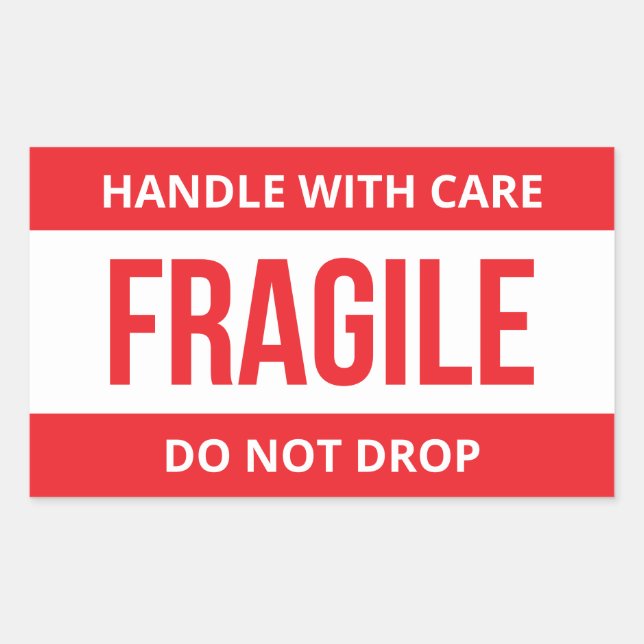 Sticker Rectangulaire Manutention fragile avec soin Ne pas laisser tombe (Devant)
