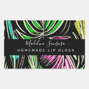 Sticker Rectangulaire Maquillage Lipgloss Bright Jungle Doodles Noir