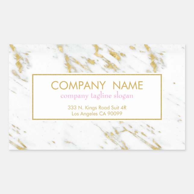 Sticker Rectangulaire Marbre blanc Avec Parties scintillant (Devant)