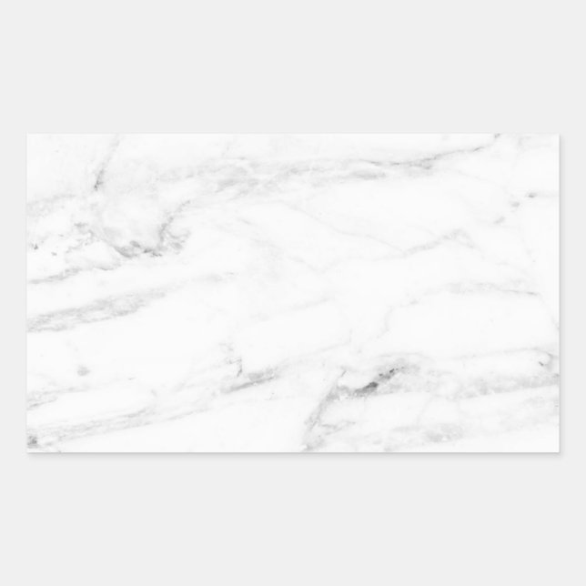 Sticker Rectangulaire Marbre blanc personnalisé blanc Élégant Modèle (Devant)
