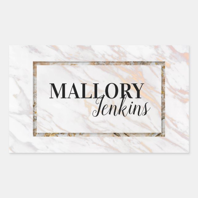 Sticker Rectangulaire Marbre rose Iridescente (Devant)