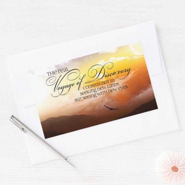 Sticker Rectangulaire Marcel Proust Citation Inspirationnelle "Nouveaux  (Enveloppe)