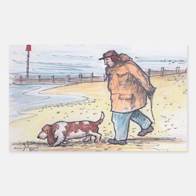 Sticker Rectangulaire Marcher le chien - 02 (Devant)