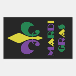Sticker Rectangulaire Mardi Gras ~ Fleur De Lis
