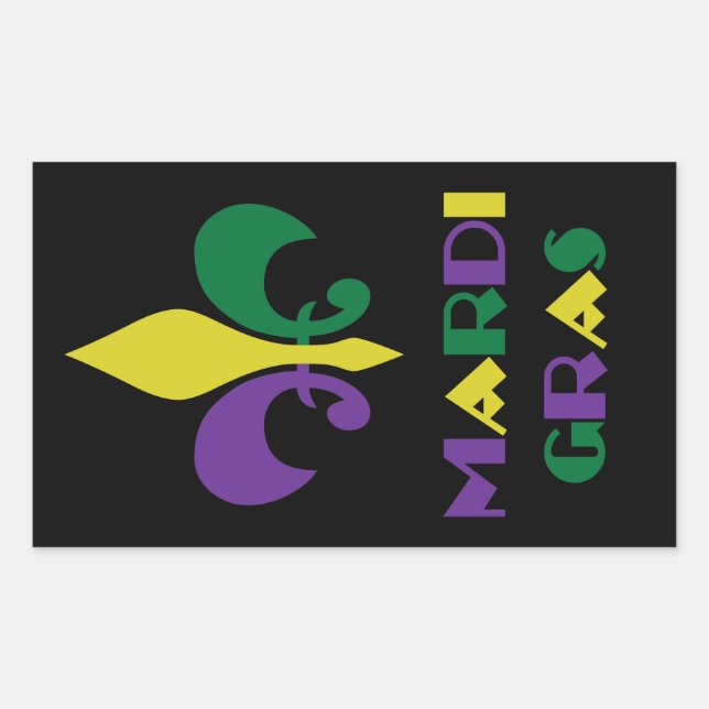 Sticker Rectangulaire Mardi Gras ~ Fleur De Lis (Devant)