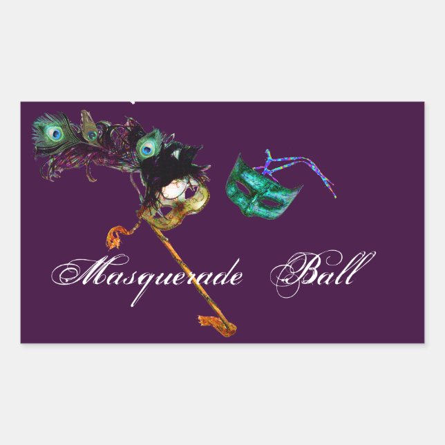 STICKER RECTANGULAIRE MARDI GRAS MASQUERADE (Devant)