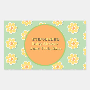 Sticker Rectangulaire Marguerites printanières sur fond vert sauge paste