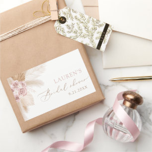 Sticker Rectangulaire Mariage Bohème avec Herbe de Pampa