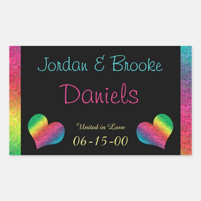 Sticker Rectangulaire [Mariage de crinière arc-en-ciel] Papillon cardiaq (Devant)