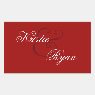 Sticker Rectangulaire Mariage de joint d'enveloppe rouge