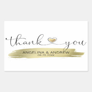 Sticker Rectangulaire Mariage de Merci de brosse d'or
