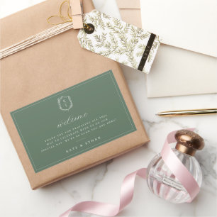 Sticker Rectangulaire Mariage de monographie de crête botanique Bienvenu