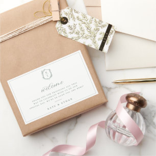 Sticker Rectangulaire Mariage de monographie de crête botanique Bienvenu