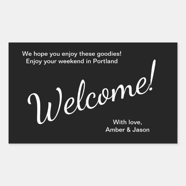 Sticker Rectangulaire Mariage de panier à cadeaux pour les invités de bi (Devant)